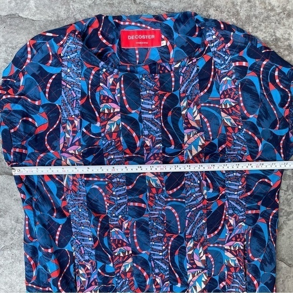DECOSTER cotton Abstract print Blue Red dress size 38 ( M ) - Picture 5 of 9